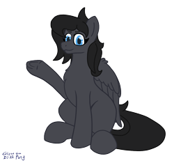 Size: 1047x982 | Tagged: safe, artist:eklipsethepony, imported from derpibooru, oc, oc only, oc:eklipse, pegasus, pony, looking at you, pegasus oc, raised hoof, sitting, smiling, smiling at you, wings