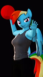 Size: 2160x3840 | Tagged: safe, artist:theebicduck, rainbow dash, anthro, 3d, basketball, clothes, female, source filmmaker, sports