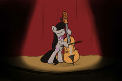 Size: 1500x1000 | Tagged: safe, artist:dshou, imported from derpibooru, octavia melody, earth pony, pony, cello, colored sketch, eyes closed, female, mare, musical instrument, sketch, smiling, solo, spotlight