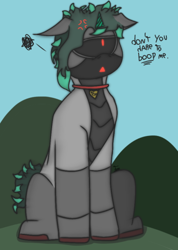 Size: 366x513 | Tagged: safe, artist:thomas.senko, imported from derpibooru, oc, unicorn, angry, boop, brony, commission open, cute, floppy ears, gray, sitting