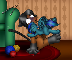 Size: 1800x1500 | Tagged: safe, artist:nazreen115, imported from derpibooru, oc, oc:kitty nazzy, oc:storm, hybrid, pegasus, pony, female, filly, foal, furry, furry oc, hug, knitting needles, simple background, yarn, yarn ball