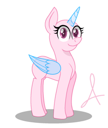 Size: 1041x1238 | Tagged: safe, artist:tanahgrogot, imported from derpibooru, oc, alicorn, pony, bald, base, female, ibispaint x, looking at you, mare, signature, simple background, smiling, smiling at you, solo, transparent background