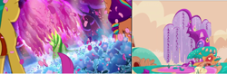 Size: 2204x724 | Tagged: safe, edit, imported from derpibooru, screencap, hitch trailblazer, sunny starscout, my little pony: pony life, spoiler:tyts01e60, comparison, g5, my little pony: tell your tale, tree, weeping willow