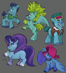 Size: 640x711 | Tagged: safe, artist:umbrellascribbles, imported from derpibooru, pony, brozone, clay, floyd, john paul, ponified, tree branch, trolls