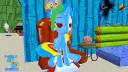 Size: 1920x1080 | Tagged: safe, artist:puzzlshield2, imported from derpibooru, oc, oc:puzzle shield, 3d, animated, blue's clues, crossover, gasp, meme, mmd, reference, singing, smg4, spongebob squarepants, unexpected, voice acting, webm, youtube link