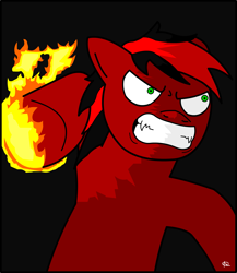 Size: 1935x2225 | Tagged: safe, artist:rakesuk, imported from derpibooru, oc, oc only, oc:powerflame, pony, black background, fire, simple background, solo