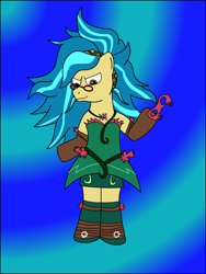 Size: 2449x3265 | Tagged: safe, artist:rakesuk, imported from derpibooru, gaea everfree, oc, oc only, oc:ferb fletcher, pony, bipedal, clothes, costume, crossdressing, male, solo, stallion