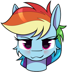 Size: 6050x6050 | Tagged: safe, artist:dacaoo, imported from derpibooru, rainbow dash, :3, blushing, cheek fluff, simple background, solo, transparent background