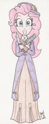 Size: 560x1400 | Tagged: safe, artist:bageloftime, imported from derpibooru, pinkie pie, human, equestria girls, clothes, dress, edwardian, long dress, long skirt, skirt, solo, traditional art