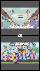 Size: 640x1136 | Tagged: safe, artist:chanyhuman, imported from derpibooru, applejack, fluttershy, gallus, ocellus, pinkie pie, rainbow dash, rarity, sandbar, silverstream, smolder, spike, starlight glimmer, twilight sparkle, yona, changedling, changeling, dragon, earth pony, hippogriff, pegasus, unicorn, yak, the cutie map, comparison, egalitarianism, equalized, feminism, op is a duck, op is trying to start shit, pinterest, school of friendship, stallionism