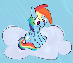 Size: 1161x1002 | Tagged: safe, artist:purppone, rainbow dash, pony, cloud, female, looking down, mare, simple background, solo