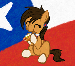 Size: 2408x2112 | Tagged: safe, artist:purppone, oc, oc:chilenia, pony, belly button, chile, chilean, chilean independence day, completo, female, mare, solo