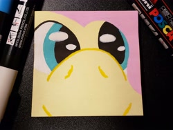 Size: 4032x3024 | Tagged: safe, artist:purppone, fluttershy, pony, female, looking at you, mare, photo, posca, post-it, snoofa, solo