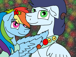 Size: 960x720 | Tagged: safe, artist:dasher666, artist:neonspirit17, edit, imported from derpibooru, rainbow dash, soarin', pegasus, pony, christmas, female, holiday, male, shipping, soarindash, straight