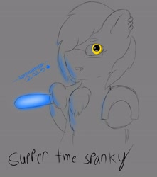 Size: 2462x2791 | Tagged: safe, artist:omniants, imported from derpibooru, oc, oc:speedflyer, pegasus, ear piercing, earring, jewelry, lightsaber, movie reference, piercing, solo, star wars, text, weapon