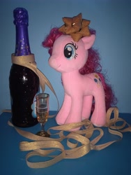 Size: 3120x4160 | Tagged: safe, imported from derpibooru, photographer:hollyn, pinkie pie, bottle, glass, happy new year, happy new year 2024, holiday, new year, new year 2024, photo, plushie