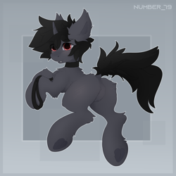Size: 3000x3000 | Tagged: safe, artist:number_79, imported from derpibooru, oc, oc only, oc:kate becker, pony, unicorn, bedroom eyes, blushing, collar, female, simple background, solo