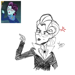 Size: 1280x1280 | Tagged: safe, artist:jjwantan7, imported from derpibooru, screencap, principal abacus cinch, human, equestria girls, friendship games, bust, cross-popping veins, emanata, screencap reference, simple background, sketch, solo, white background
