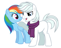 Size: 987x781 | Tagged: safe, artist:ponybasesrus, artist:xx-chanour, imported from derpibooru, double diamond, rainbow dash, earth pony, pegasus, pony, base used, clothes, doubledash, duo, duo male and female, female, male, mare, missing cutie mark, nose wrinkle, open mouth, open smile, scarf, scrunchy face, shipping, simple background, smiling, stallion, straight, transparent background