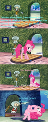 Size: 500x1280 | Tagged: safe, artist:disneyponyfan, imported from derpibooru, pinkie pie, earth pony, octopus, pony, abuse, dialogue, female, male, mare, nickelodeon, pinkiebuse, spongebob squarepants, squidward tentacles