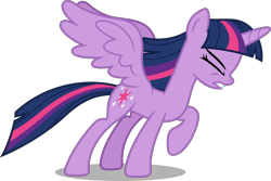 Size: 8000x5334 | Tagged: safe, artist:fruft, imported from derpibooru, twilight sparkle, alicorn, pony, shadow play, eyes closed, female, gritted teeth, mare, raised hoof, simple background, solo, spread wings, teeth, transparent background, twilight sparkle (alicorn), vector, wings
