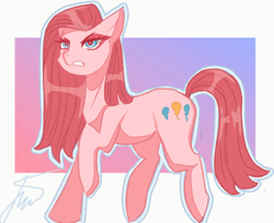 Size: 2216x1804 | Tagged: safe, artist:sanechkaa, imported from derpibooru, pinkie pie, earth pony, pony, alternate hairstyle, angry, female, gritted teeth, mare, pinkamena diane pie, raised hoof, raised leg, solo, teeth
