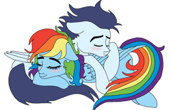 Size: 1116x720 | Tagged: safe, artist:dagnesmoon, artist:dasher666, edit, imported from derpibooru, rainbow dash, soarin', pegasus, pony, female, male, shipping, soarindash, straight