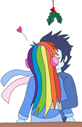 Size: 720x1117 | Tagged: safe, artist:atisuto17, artist:dasher666, edit, imported from derpibooru, rainbow dash, soarin', human, equestria girls, earmuffs, female, holly, holly mistaken for mistletoe, kiss on the lips, kissing, male, shipping, simple background, soarindash, straight, white background