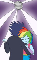 Size: 720x1178 | Tagged: safe, artist:atisuto17, artist:dasher666, edit, imported from derpibooru, rainbow dash, soarin', human, equestria girls, clothes, disco ball, female, male, shipping, soarindash, straight, suit