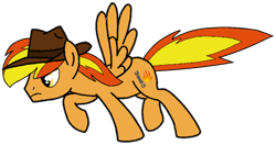 Size: 800x422 | Tagged: safe, artist:noi kincade, imported from derpibooru, oc, oc only, oc:firey ratchet, pegasus, pony, fedora, hat, male, pointing, simple background, solo, transparent background