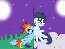 Size: 960x720 | Tagged: safe, artist:dasher666, artist:swirlyquill, edit, imported from derpibooru, rainbow dash, soarin', pegasus, pony, female, male, shipping, soarindash, straight