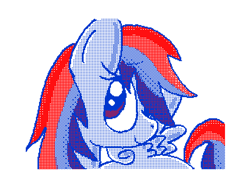 Size: 640x480 | Tagged: safe, artist:cece, imported from derpibooru, rainbow dash, pegasus, pony, female, flipnote studio, mare, pixel art, simple background, white background