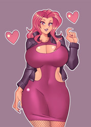 Size: 2500x3500 | Tagged: safe, alternate version, artist:nauth, imported from derpibooru, oc, oc:fermata, human, siren, equestria girls, big breasts, breasts, celestia's dragon breeding program, clothes, commission, dress, egg, hatching, high res, huge breasts, jacket, offspring, parent:adagio dazzle, parent:spike, parents:adagiospike