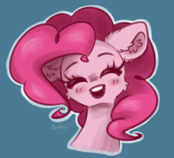 Size: 2200x2000 | Tagged: safe, artist:kindny-chan, imported from derpibooru, pinkie pie, pony, bust, high res, portrait, simple background, solo