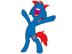 Size: 2048x1536 | Tagged: safe, artist:ry-bluepony1, imported from derpibooru, oc, oc only, oc:train track, unicorn, bipedal, happy, male, open mouth, simple background, smiling, solo, transparent background