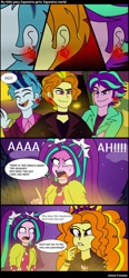 Size: 656x1412 | Tagged: safe, artist:jenna56, imported from derpibooru, adagio dazzle, aria blaze, sonata dusk, comic:equestria world (jenna56), equestria girls, 4 panel comic, allegro amoroso, comic, equestria guys, female, male, ouvertis grandioso, rule 63, scherzo lesto, the dazzlings, trio, trio male