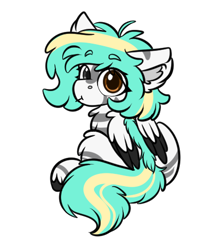 Size: 434x486 | Tagged: safe, artist:rokosmith26, imported from derpibooru, oc, oc only, oc:rokosmith, hybrid, pegasus, pony, zebra, :t, big eyes, chest fluff, colored wings, cute, ear fluff, female, filly, foal, heterochromia, hybrid oc, leg fluff, looking back, markings, pouting, short hair, short mane, simple background, smol, solo, tail, transparent background, tribal markings, two toned mane, two toned tail, two toned wings, unshorn fetlocks, wings