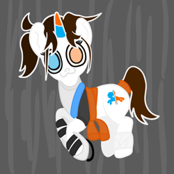 Size: 1280x1280 | Tagged: safe, imported from derpibooru, oc, oc only, pony, falling, female, game, happy, mare, ponified, portal, portal (valve), portal 2