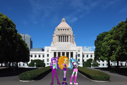 Size: 2560x1725 | Tagged: safe, artist:mixiepie, imported from derpibooru, adagio dazzle, aria blaze, sonata dusk, equestria girls, rainbow rocks, equestria girls in real life, irl, japan, photo, the dazzlings, tokyo