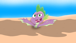 Size: 3034x1739 | Tagged: safe, artist:hf6374ur37, imported from derpibooru, spike, dragon, quicksand, sinking, winged spike, wings