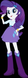 Size: 512x1394 | Tagged: safe, artist:endlessmonsters12837, imported from derpibooru, rarity, human, equestria girls, belt, black background, boots, clothes, female, high heel boots, shirt, shoes, simple background, skirt, solo