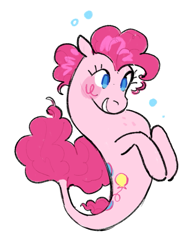 Size: 777x990 | Tagged: safe, artist:peachybats, imported from derpibooru, pinkie pie, pony, seapony (g4), simple background, smiling, solo, white background