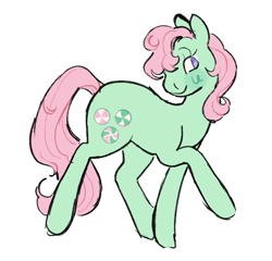 Size: 1114x1068 | Tagged: safe, artist:peachybats, imported from derpibooru, minty, earth pony, pony, g3, simple background, smiling, solo, white background