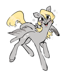 Size: 898x998 | Tagged: safe, artist:peachybats, imported from derpibooru, derpy hooves, pegasus, pony, open mouth, simple background, smiling, solo, white background