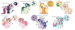 Size: 2742x1094 | Tagged: safe, artist:selenaede, artist:xxcheerupxxx, imported from derpibooru, oc, oc only, oc:afterglow spark, oc:bubblegum, oc:ceejay, oc:golden delicious, oc:luminous vapor, oc:rosy rubine, oc:tropical exotic, dracony, dragon, earth pony, hybrid, pegasus, pony, unicorn, base used, beanie, bow, clothes, coat markings, color palette, half-siblings, hat, hoodie, horns, interspecies offspring, misspelling, name, next generation, offspring, outline, parent:applejack, parent:big macintosh, parent:discord, parent:fluttershy, parent:pinkie pie, parent:pokey pierce, parent:rainbow dash, parent:rarity, parent:soarin', parent:spike, parent:sunburst, parent:svengallop, parent:twilight sparkle, parents:applespike, parents:discolight, parents:pokeyjack, parents:rainbowburst, parents:rarimac, parents:soarinshy, parents:svenpie, simple background, smiling, socks (coat markings), tail, tail bow, transparent background, white outline