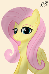 Size: 4100x6100 | Tagged: safe, artist:cobaltskies002, imported from derpibooru, fluttershy, pegasus, pony, blushing, chest fluff, female, folded wings, mare, simple background, sitting, solo, wings