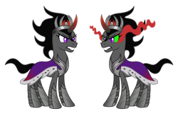 Size: 2450x1607 | Tagged: safe, anonymous artist, imported from derpibooru, ira, pony, umbrum, unicorn, angry, armor, armored pony, clothes, crown, dark eyes, evil, eyebrows, eyelashes, eyes open, fangs, female, furious, gritted teeth, hoof shoes, horn, jewelry, magic, magic aura, mantle, mare, open mouth, queen, regalia, royalty, simple background, solo, standing, teeth, transparent background