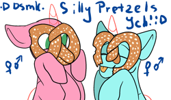 Size: 1623x948 | Tagged: safe, artist:deadsmoke, imported from derpibooru, any gender, any race, auction, commission, food, funny, pretzel, silly, smiling, tongue out, ych sketch, your character here
