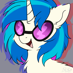 Size: 1048x1048 | Tagged: safe, artist:bluemoon, imported from derpibooru, dj pon-3, vinyl scratch, pony, unicorn, cute, happy, icon, open mouth, sunglasses, vinyl's glasses