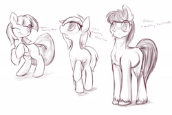 Size: 3000x2000 | Tagged: safe, artist:dshou, imported from derpibooru, earth pony, pony, high res, monochrome, style emulation